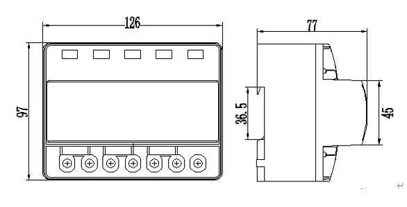 三相導(dǎo)軌式電能表外形尺寸